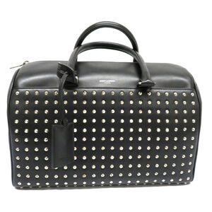SAINT LAURENT Duffle Boston Bag Studded Leather Black